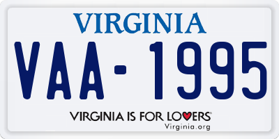 VA license plate VAA1995