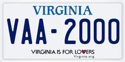 VA license plate VAA2000
