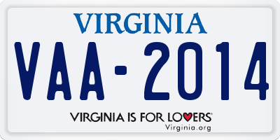 VA license plate VAA2014