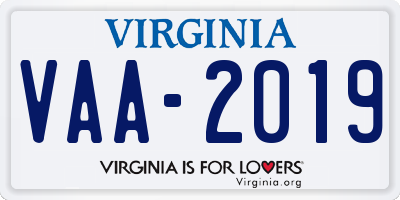 VA license plate VAA2019