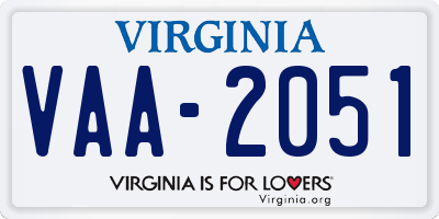 VA license plate VAA2051
