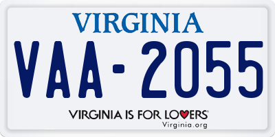 VA license plate VAA2055