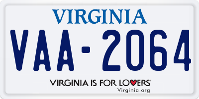 VA license plate VAA2064