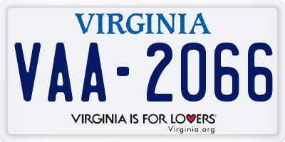 VA license plate VAA2066