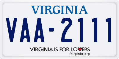 VA license plate VAA2111