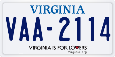 VA license plate VAA2114
