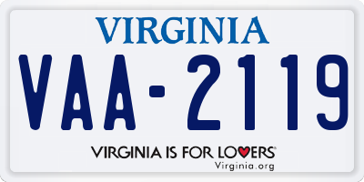 VA license plate VAA2119