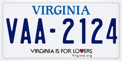 VA license plate VAA2124