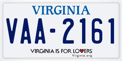 VA license plate VAA2161