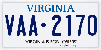 VA license plate VAA2170