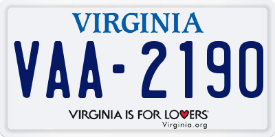 VA license plate VAA2190