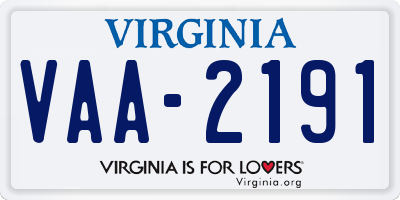 VA license plate VAA2191