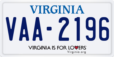 VA license plate VAA2196