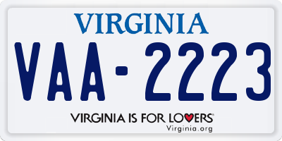 VA license plate VAA2223