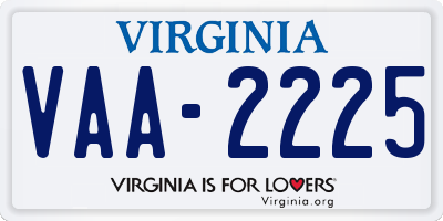 VA license plate VAA2225