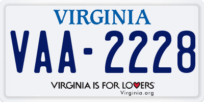 VA license plate VAA2228