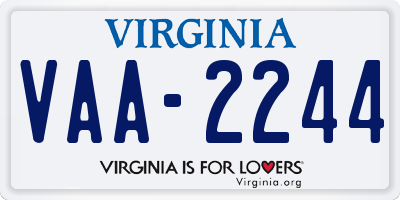 VA license plate VAA2244
