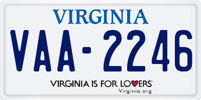 VA license plate VAA2246