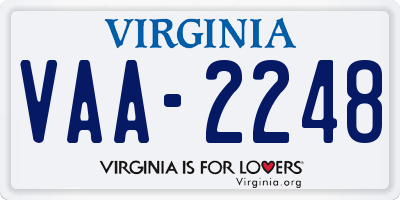 VA license plate VAA2248