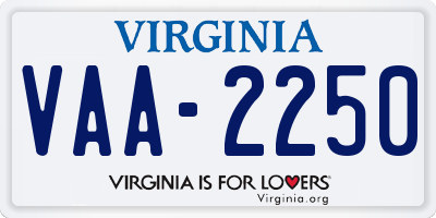 VA license plate VAA2250