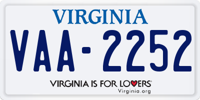 VA license plate VAA2252