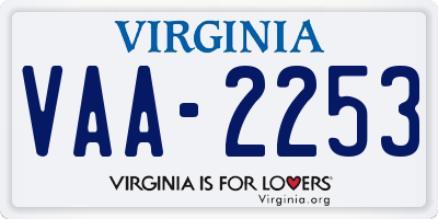 VA license plate VAA2253