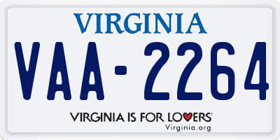 VA license plate VAA2264