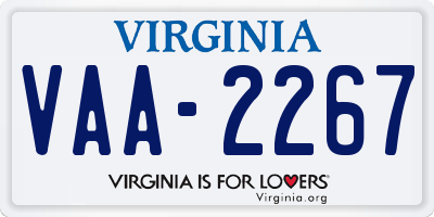 VA license plate VAA2267