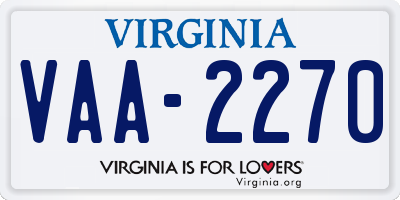 VA license plate VAA2270