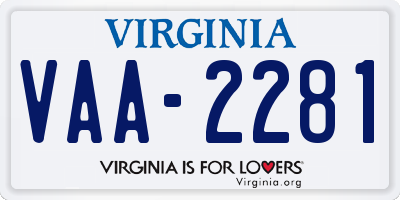 VA license plate VAA2281