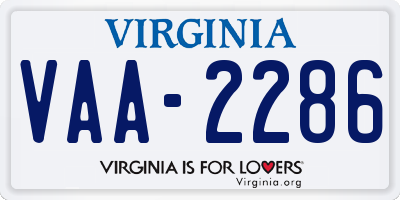 VA license plate VAA2286