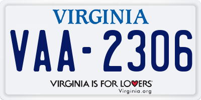 VA license plate VAA2306