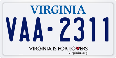 VA license plate VAA2311
