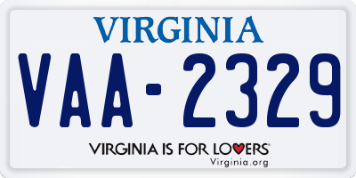 VA license plate VAA2329
