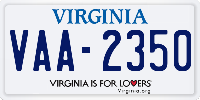 VA license plate VAA2350