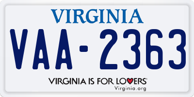 VA license plate VAA2363