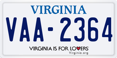 VA license plate VAA2364