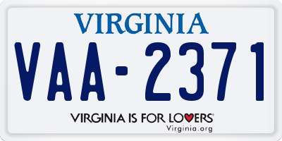 VA license plate VAA2371