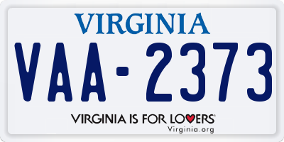 VA license plate VAA2373