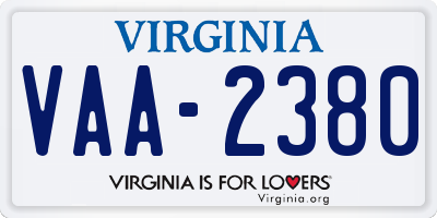 VA license plate VAA2380