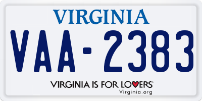 VA license plate VAA2383
