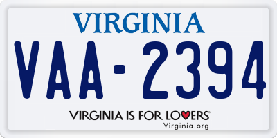 VA license plate VAA2394