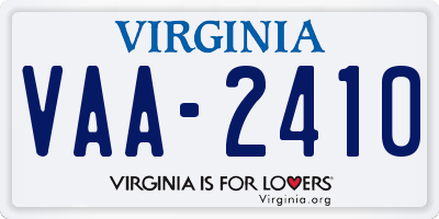 VA license plate VAA2410