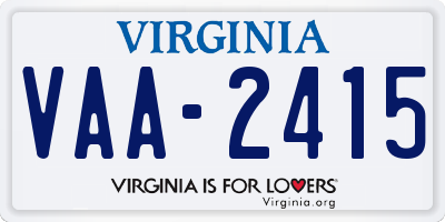 VA license plate VAA2415