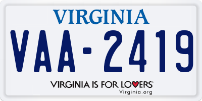 VA license plate VAA2419