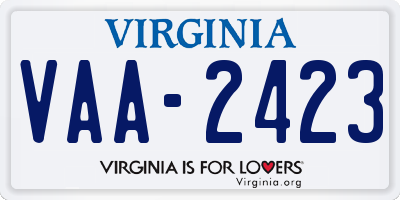 VA license plate VAA2423