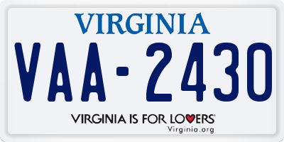 VA license plate VAA2430