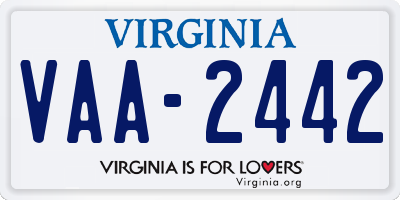 VA license plate VAA2442