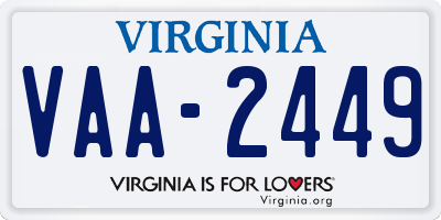 VA license plate VAA2449