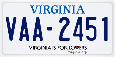 VA license plate VAA2451